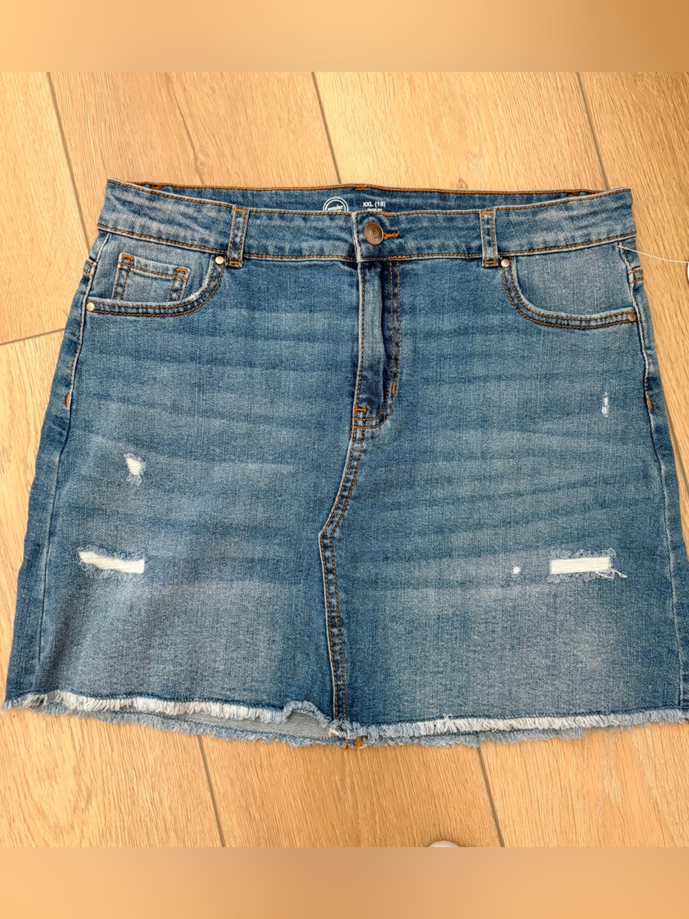 Girls Wonder Nation Blue Distressed Denim Skirt - Raw Hem